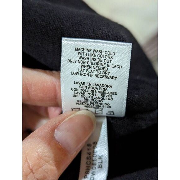 DKNY Jeans Women's Black V-Neck Cotton with Rhinestones Long-Sleeve Sweater Size - Picture 6 of 7